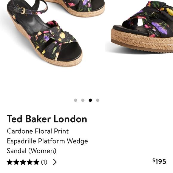 NWT Ted Baker London Cardone Floral Print Espadrille Wedge Sandal - Picture 5 of 11